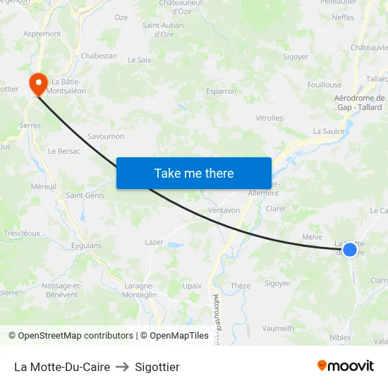 La Motte-Du-Caire to Sigottier map