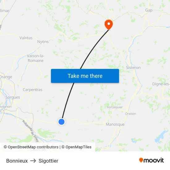 Bonnieux to Sigottier map