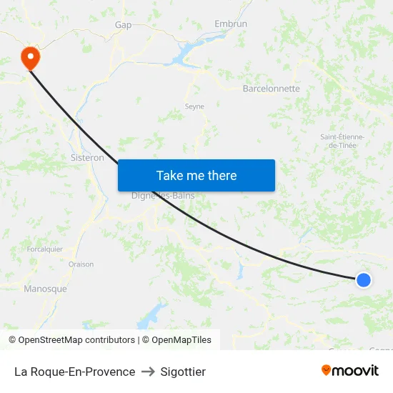 La Roque-En-Provence to Sigottier map