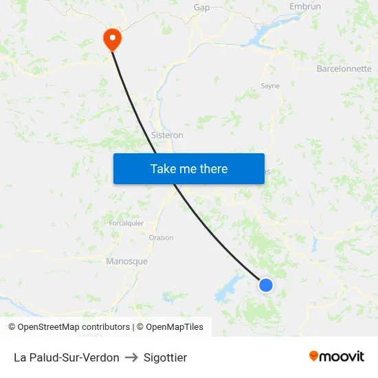 La Palud-Sur-Verdon to Sigottier map
