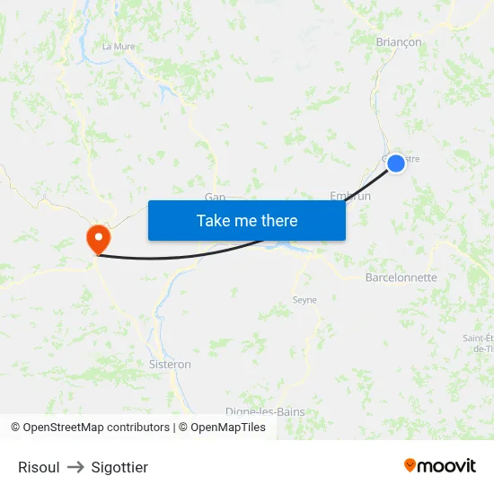 Risoul to Sigottier map