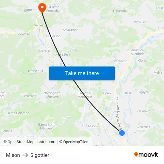 Mison to Sigottier map