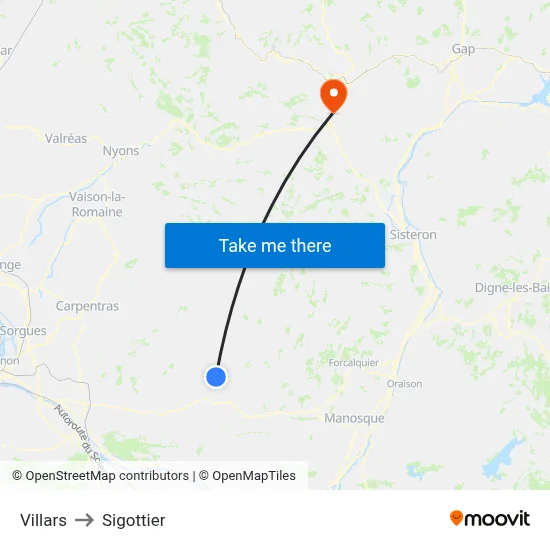 Villars to Sigottier map