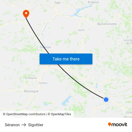 Séranon to Sigottier map