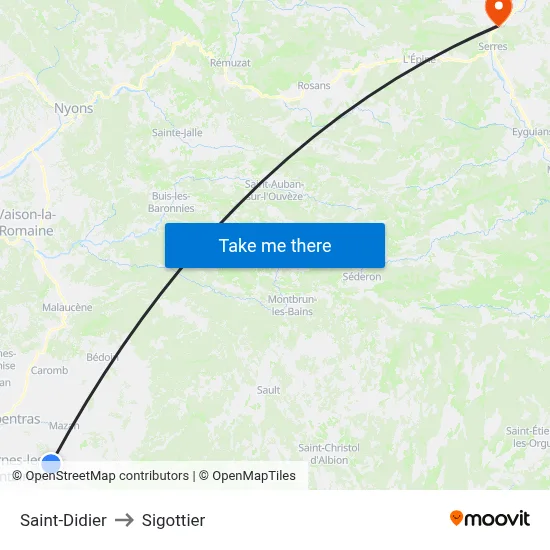 Saint-Didier to Sigottier map