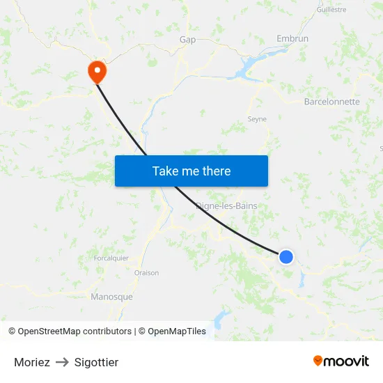 Moriez to Sigottier map