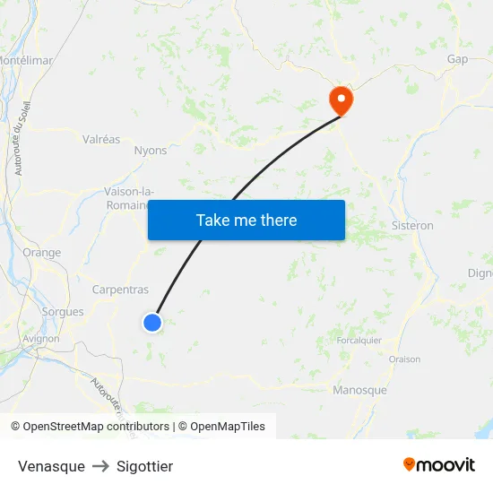 Venasque to Sigottier map