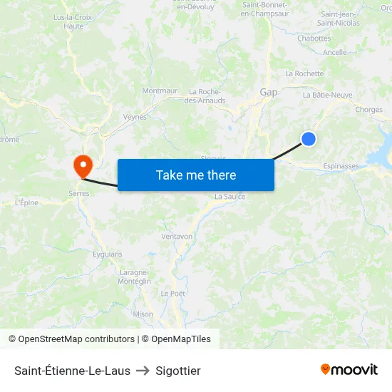 Saint-Étienne-Le-Laus to Sigottier map
