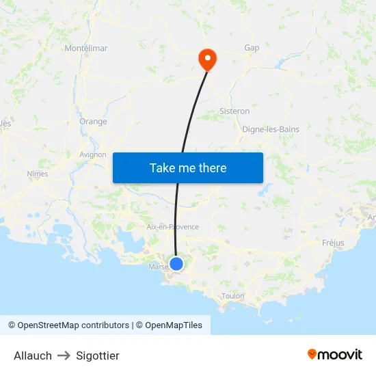 Allauch to Sigottier map