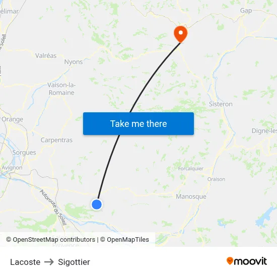 Lacoste to Sigottier map