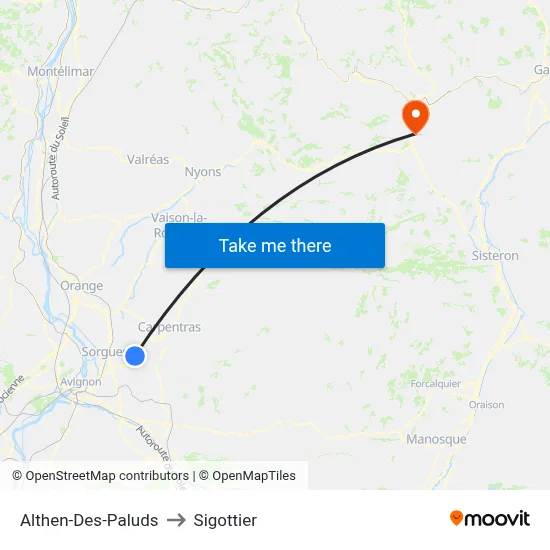 Althen-Des-Paluds to Sigottier map