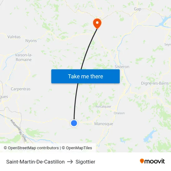 Saint-Martin-De-Castillon to Sigottier map