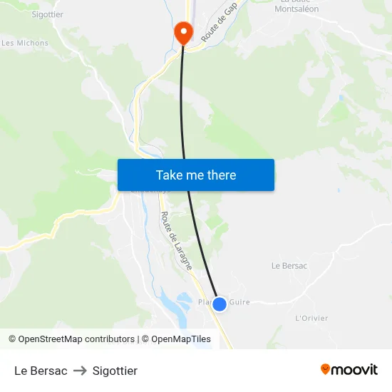 Le Bersac to Sigottier map