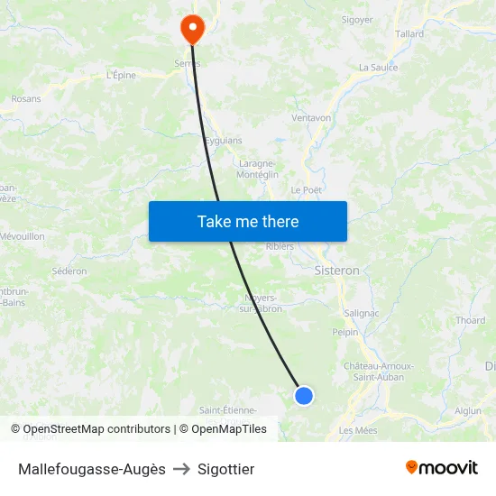 Mallefougasse-Augès to Sigottier map