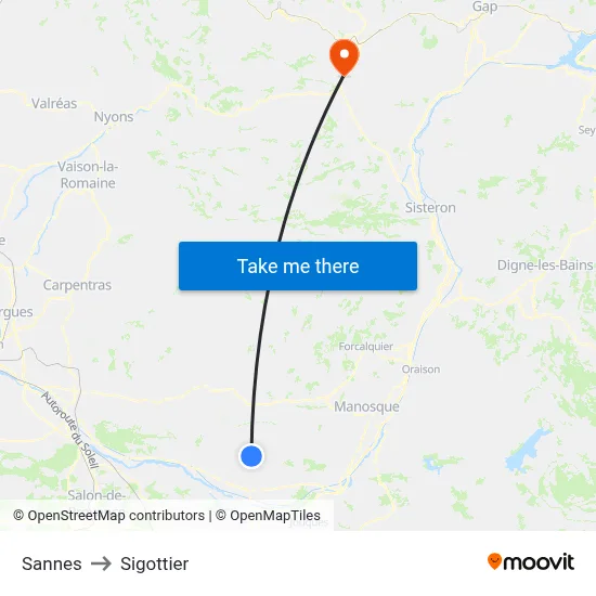 Sannes to Sigottier map