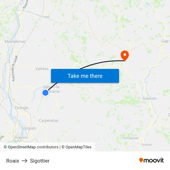 Roaix to Sigottier map