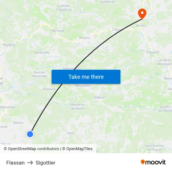Flassan to Sigottier map