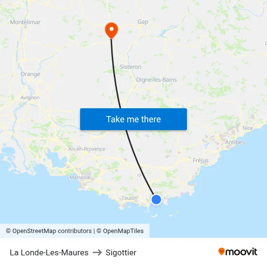 La Londe-Les-Maures to Sigottier map