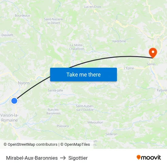 Mirabel-Aux-Baronnies to Sigottier map