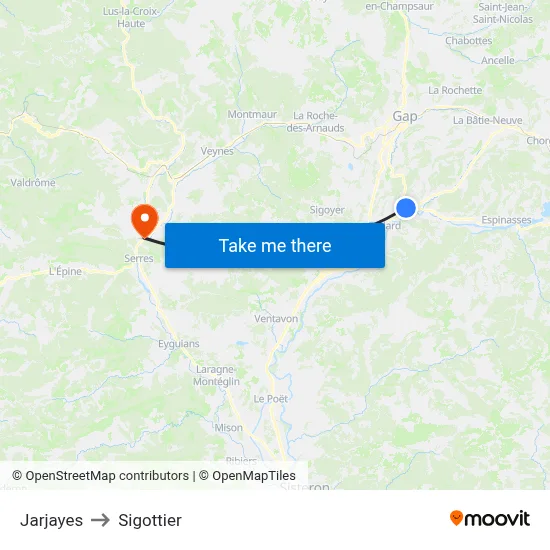 Jarjayes to Sigottier map