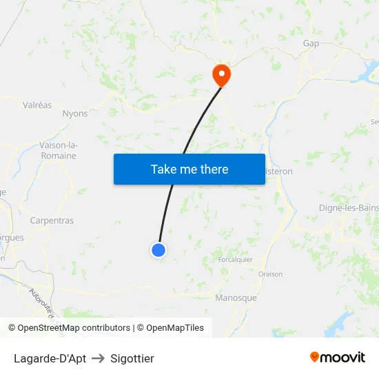 Lagarde-D'Apt to Sigottier map