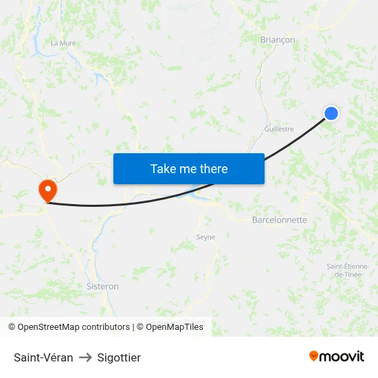 Saint-Véran to Sigottier map