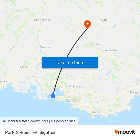 Port-De-Bouc to Sigottier map