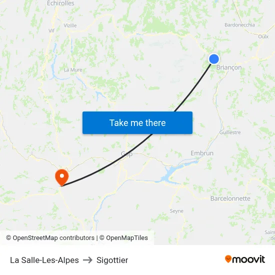 La Salle-Les-Alpes to Sigottier map