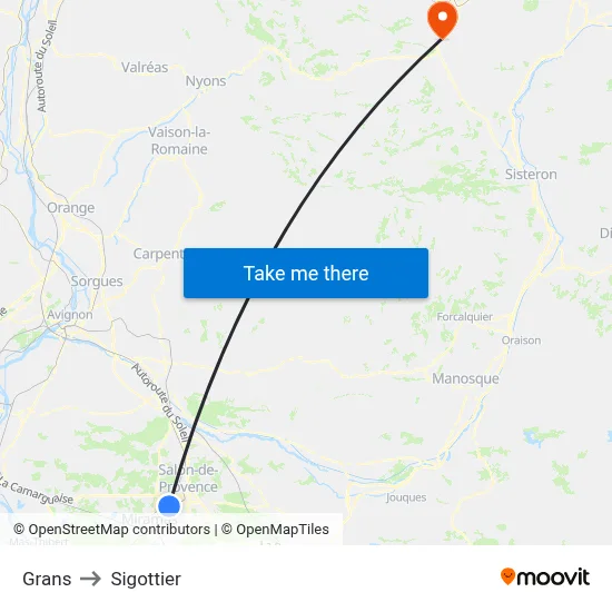 Grans to Sigottier map