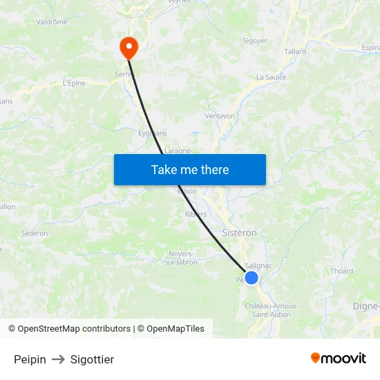 Peipin to Sigottier map