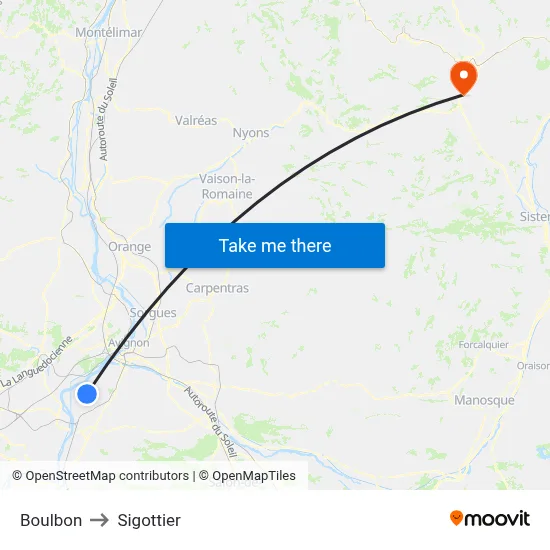 Boulbon to Sigottier map