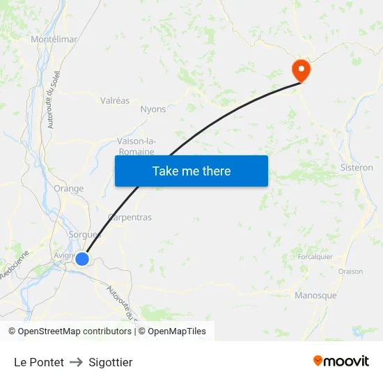 Le Pontet to Sigottier map