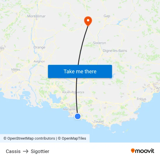 Cassis to Sigottier map