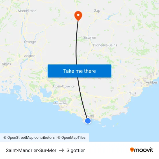 Saint-Mandrier-Sur-Mer to Sigottier map