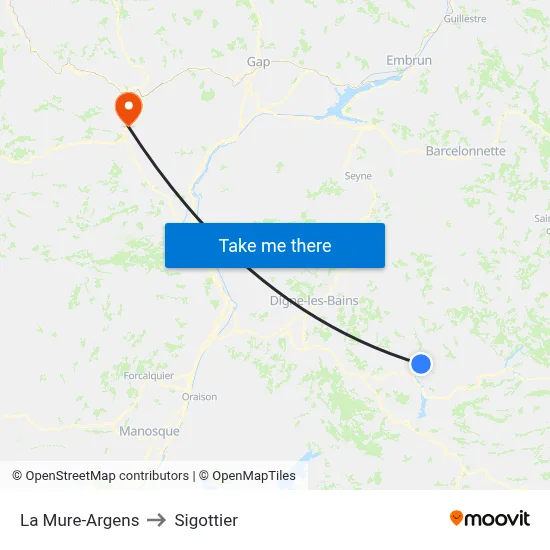La Mure-Argens to Sigottier map