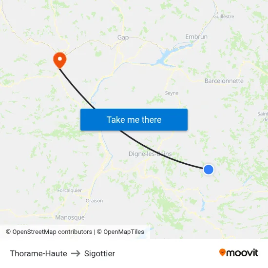 Thorame-Haute to Sigottier map