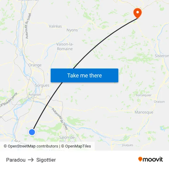 Paradou to Sigottier map