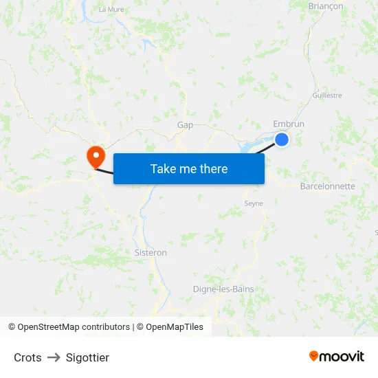 Crots to Sigottier map