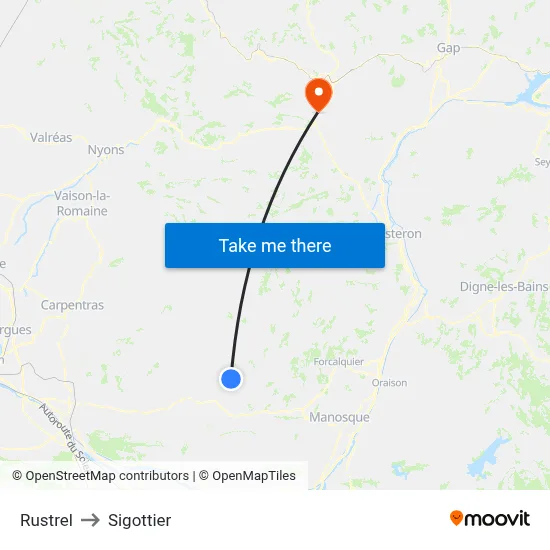 Rustrel to Sigottier map