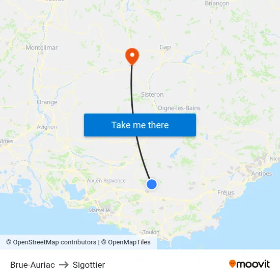 Brue-Auriac to Sigottier map
