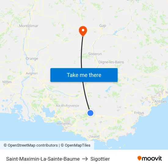 Saint-Maximin-La-Sainte-Baume to Sigottier map