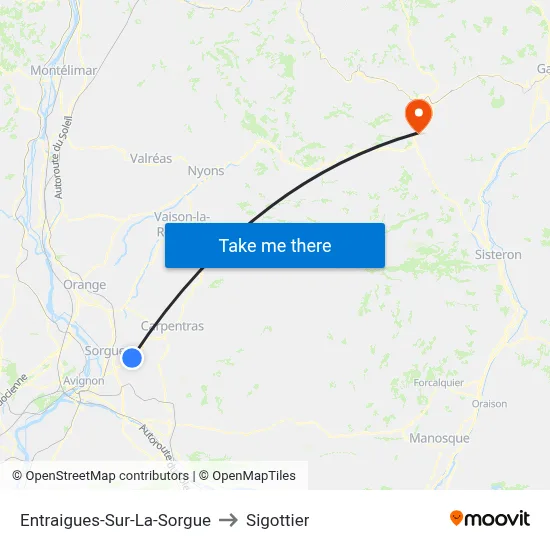 Entraigues-Sur-La-Sorgue to Sigottier map