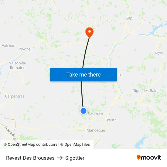 Revest-Des-Brousses to Sigottier map