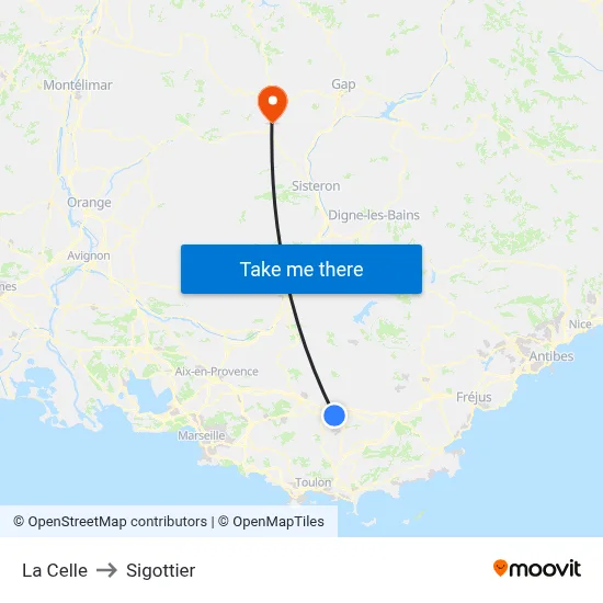 La Celle to Sigottier map