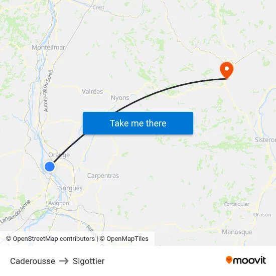 Caderousse to Sigottier map