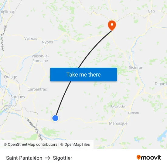 Saint-Pantaléon to Sigottier map