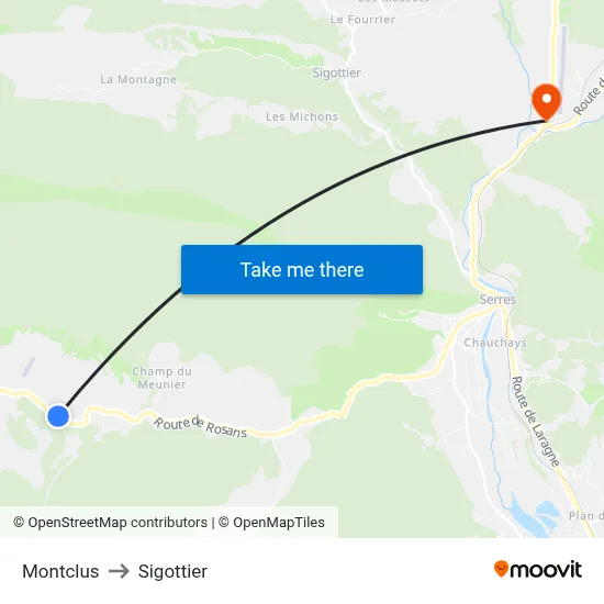 Montclus to Sigottier map