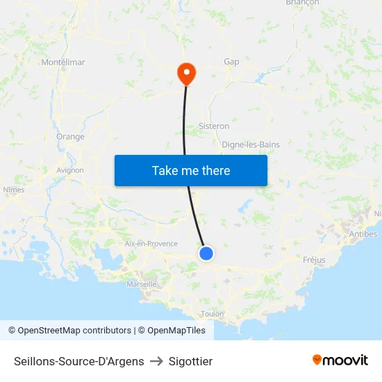 Seillons-Source-D'Argens to Sigottier map
