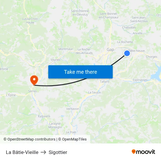 La Bâtie-Vieille to Sigottier map