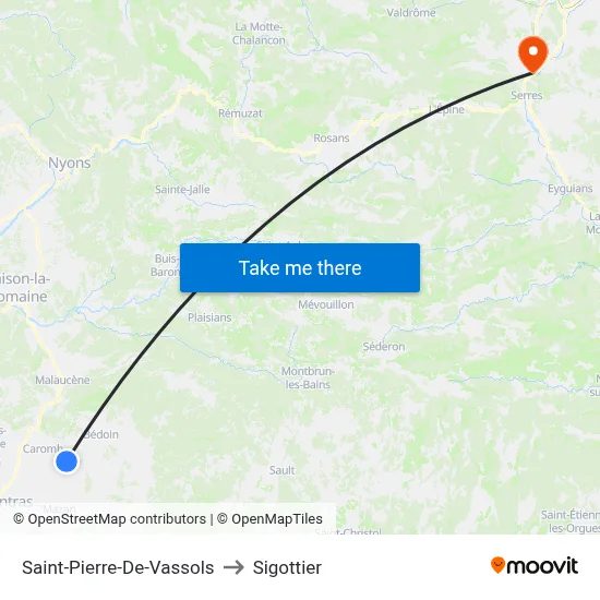 Saint-Pierre-De-Vassols to Sigottier map